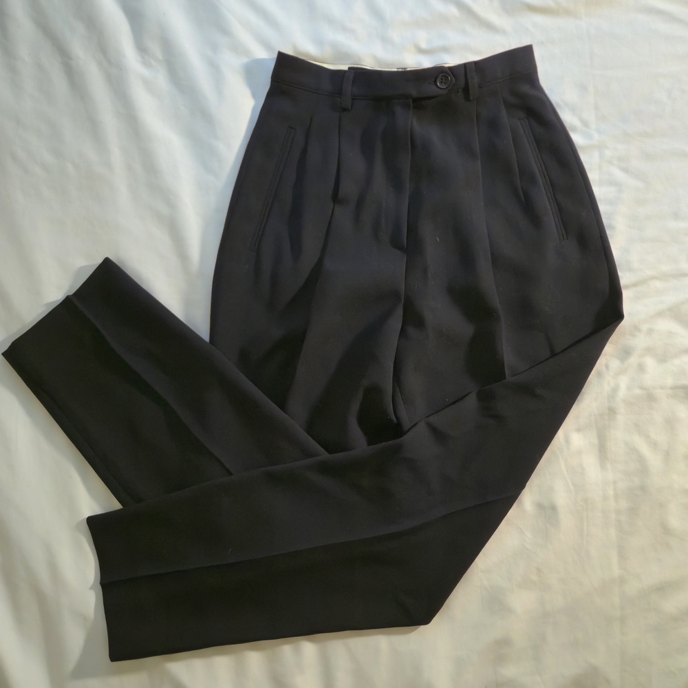 Emporio Armani 100% Wool Elegant Dark Navy Trousers Size TG 38 or US 4